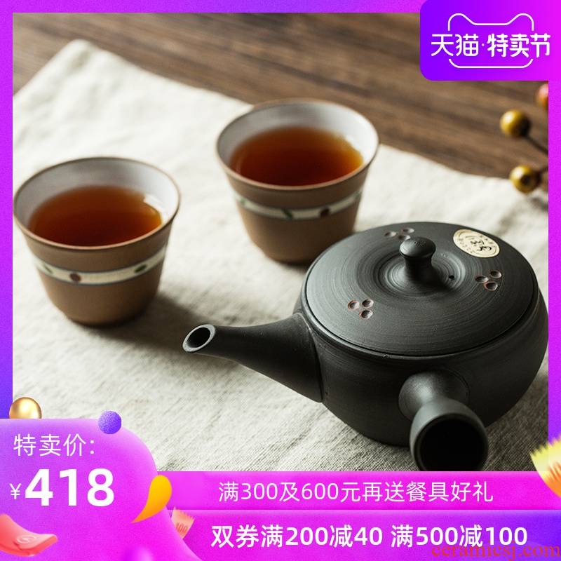 Japan imported black mud clay POTS teapot shilong famous manual it Japanese small kung fu tea tea set
