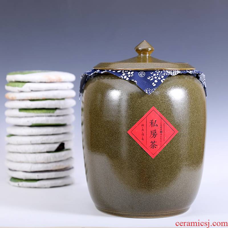 Jingdezhen ceramic tea, puer tea pot household of Chinese style tea pot is placed large size capacity sealed as cans
