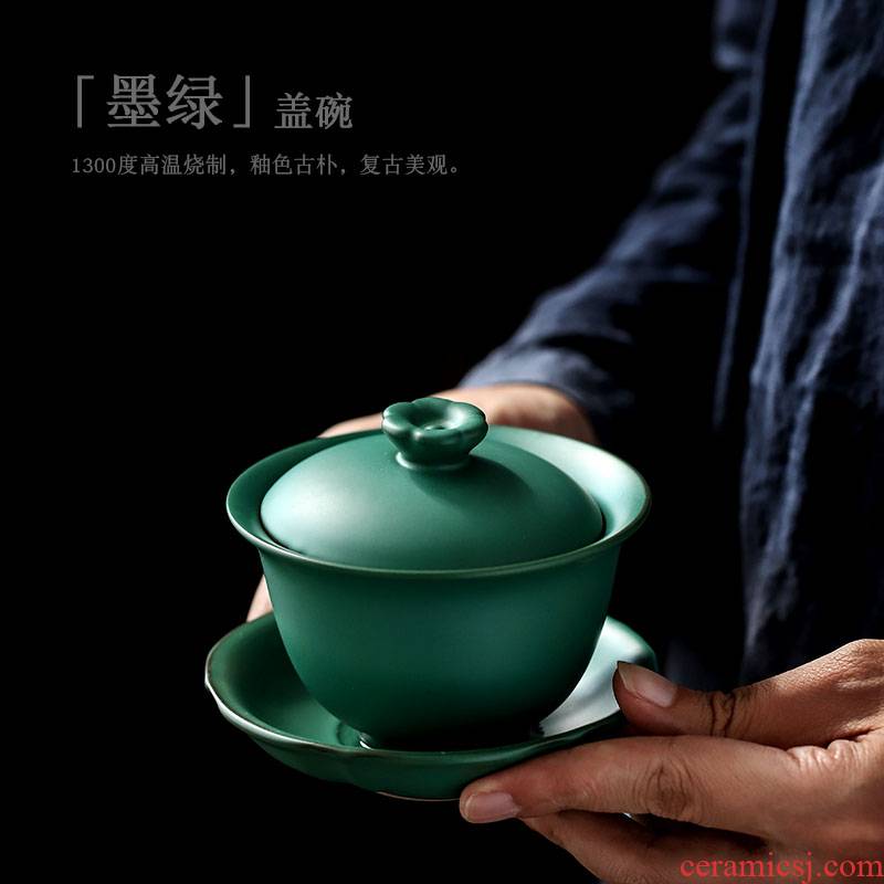 ShangYan ceramic tureen large kung fu tea tea cups three restoring ancient ways of the bowl bowl propose creative tea bowl cups