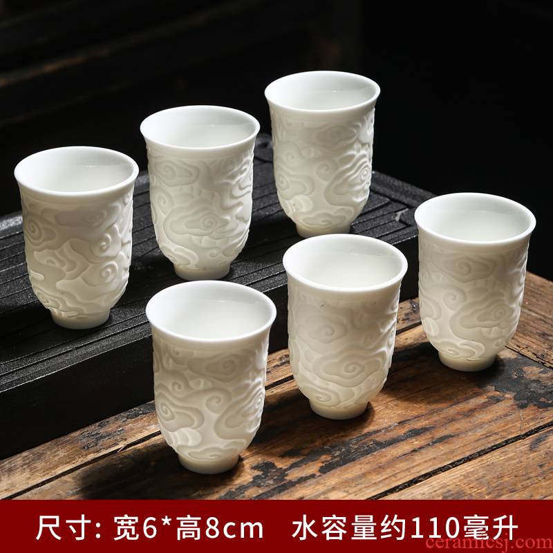 Suet jade ceramic tea cup individual cup of dehua white porcelain master cup Chinese kung fu tea set Chinese white sample tea cup