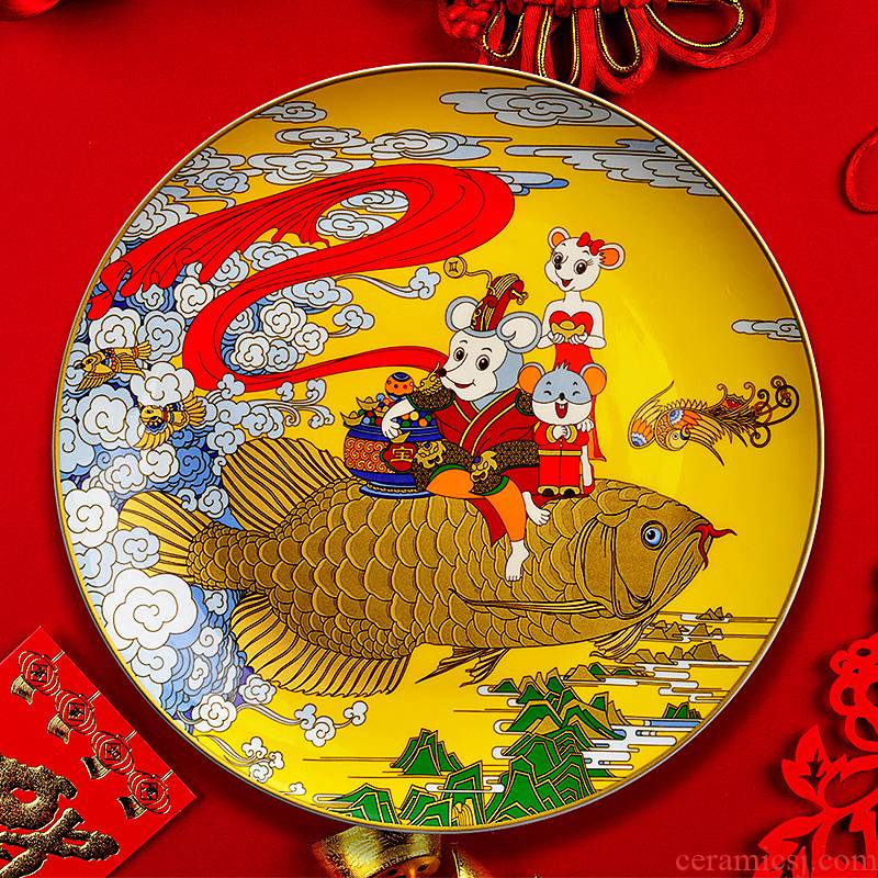 China creative wind ipads porcelain display plate of the New Year gift of Year of the rat mascot collection plate send gift friends and family