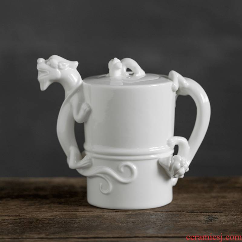 The masters of jun ware Lin Rongxian dehua white porcelain teapot longnu pot of large teapot hip ceramic pot