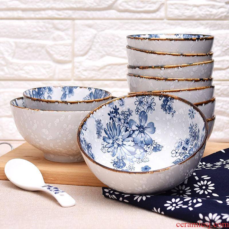 4/6/8 pack a Japanese snow under the glaze made pottery bowls suit creative rainbow such use microwave bowl of rice bowls