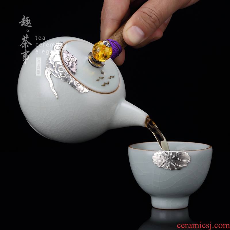 Taiwan FengZi your up manually set the teapot Japanese silver teapot slicing can raise your porcelain ceramic pot of household