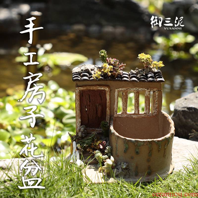 Creative ceramic vases, new Chinese zen decorations office small bonsai house garden rockery restoring ancient ways furnishing articles