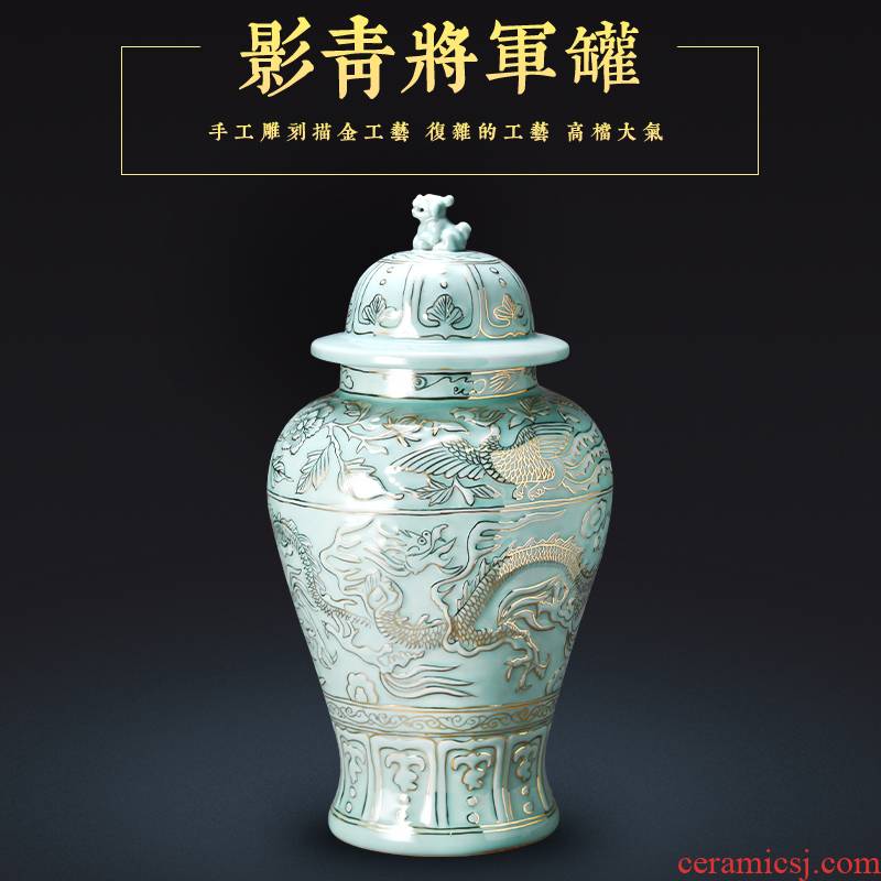 Jingdezhen chinaware paint antique hand - made the general pot of furnishing articles ornaments archaize classic Chinese style large living room