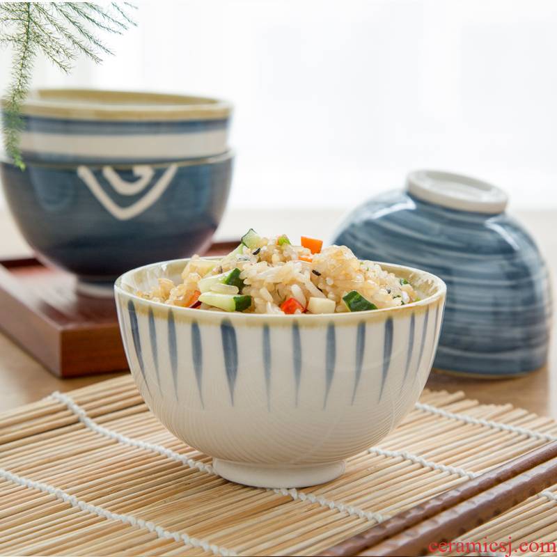 Japanese Nordic ins wind web celebrity blue hand - made under glaze color small bowl of household ceramic bowl bowl dessert bowl of tableware