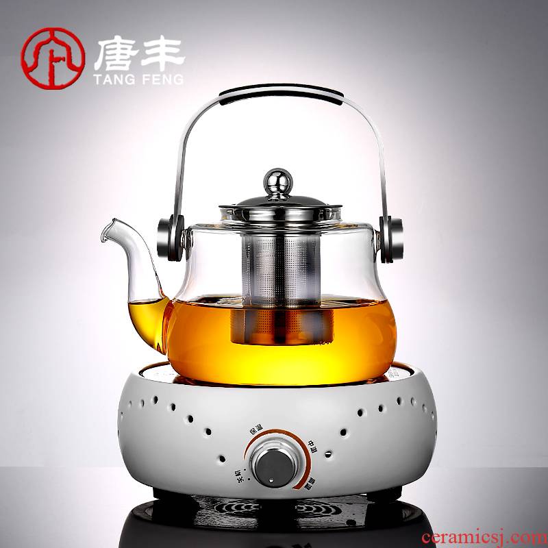 Tang Feng glass girder boiled tea set household stainless steel filter tea, black tea pu - erh tea kettle electrothermal TaoLu