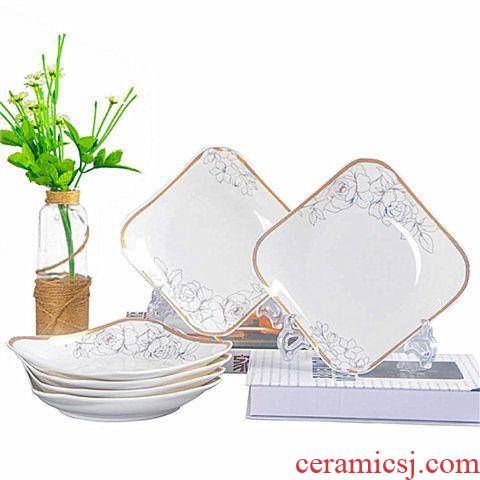 10 dishes of jingdezhen ceramic ruyi dish household ipads porcelain plate disc deep dish special dish dish combination