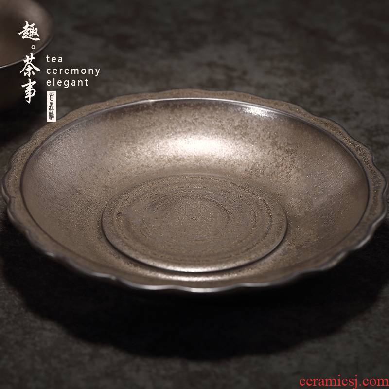 Restore ancient ways the rust glaze lotus flower pot bearing cup saucer dry plate ceramic tea 12 water kung fu tea tea accessories
