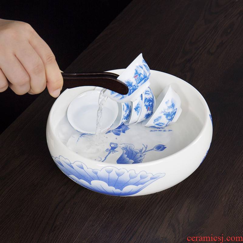 Ronkin large tea wash to celadon kung fu tea accessories ceramic zero writing brush washer tea bowl cup for wash the pot