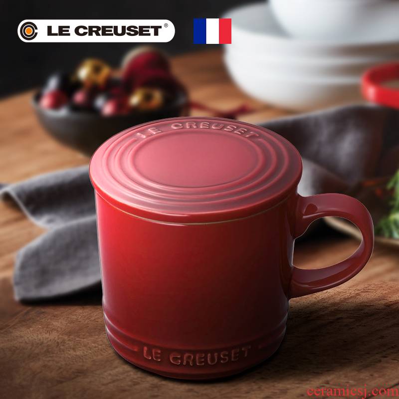 France 's LE CREUSET cool color stoneware with cover mark hot water 300 ml glass of coffee milk and lovely girl
