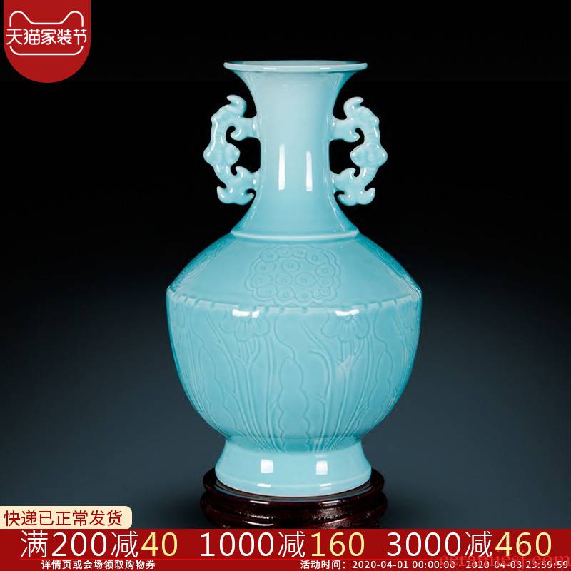 Jingdezhen ceramics imitation yongzheng ears vase archaize sitting room of Chinese style household adornment porch partition furnishing articles