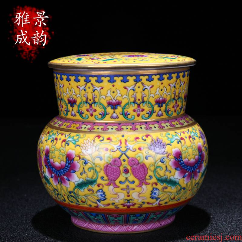 Jingdezhen ceramic see colour enamel caddy fixings of new Chinese style household snacks general storage tank decorative furnishing articles