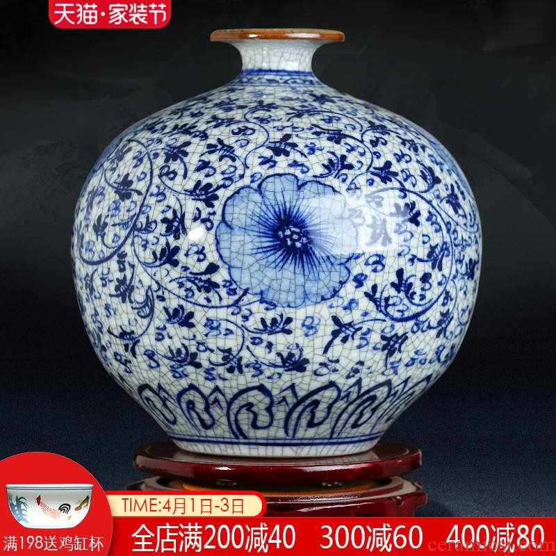 Jingdezhen ceramics hand - made antique blue and white porcelain vase furnishing articles sitting room home sitting room adornment porcelain arranging flowers
