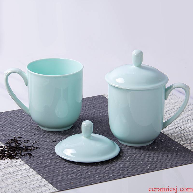 Jingdezhen celadon contracted business conference cup cup office glass ceramic ipads China tea cup creative with cover glass