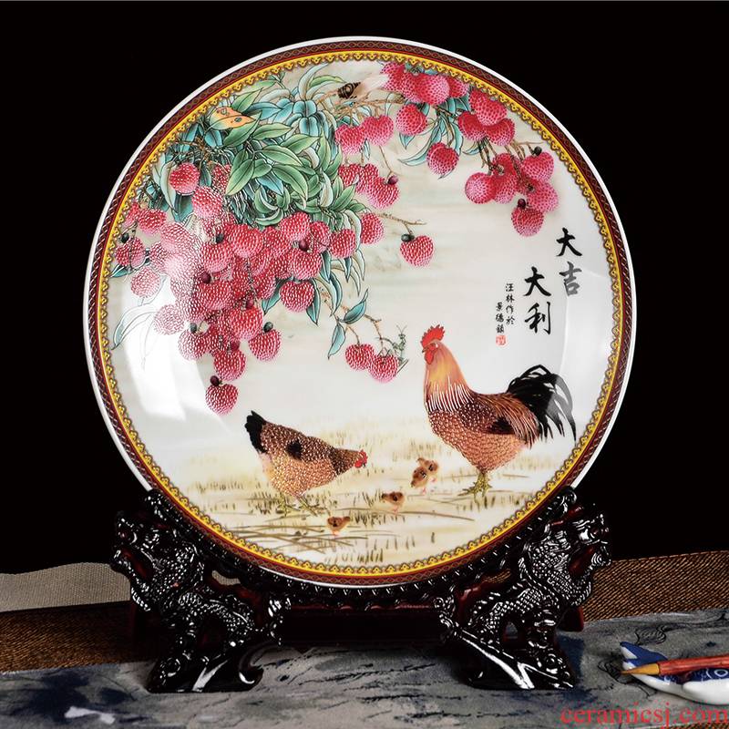 Z016 jingdezhen ceramics home sitting room adornment is placed the new Chinese style decoration plate hang dish prosperous new Year