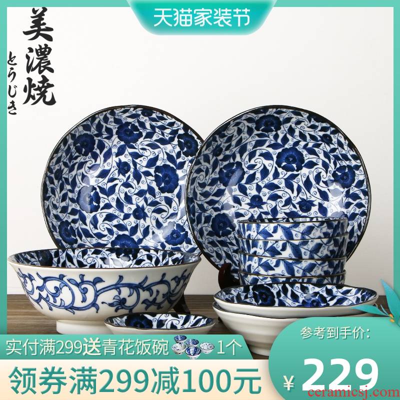 Meinung burn import dishes creative household porcelain bowls rainbow such as bowl, dish of blue and white porcelain tableware suit 10