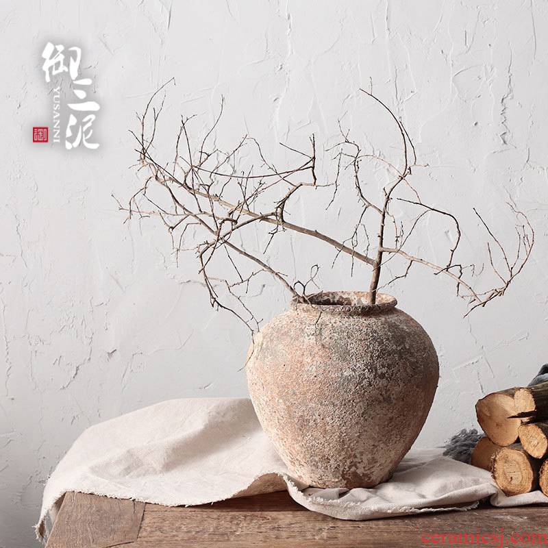 Manual coarse TaoHua is more than flesh POTS of jingdezhen ceramic dry flower vase hand made Japanese teahouse zen flowerpot