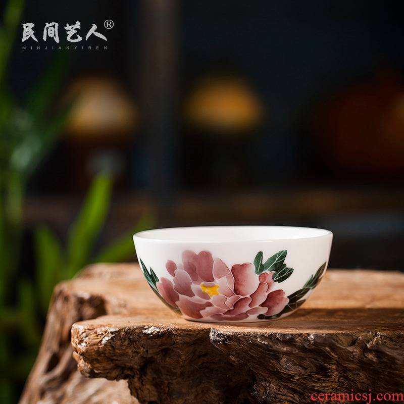 Jingdezhen ceramic hand - made sample tea cup under the glaze color master kung fu tea cup individual cup single cup cup bowl