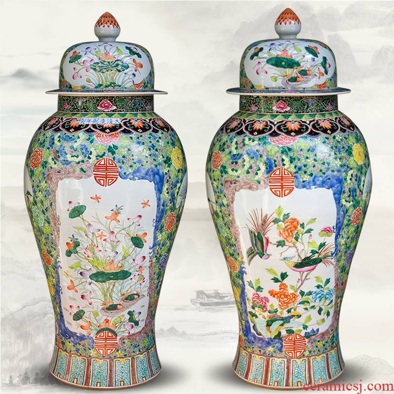 Jingdezhen ceramics archaize floor big vase hand - made the general pot of large Chinese style living room decoration as furnishing articles