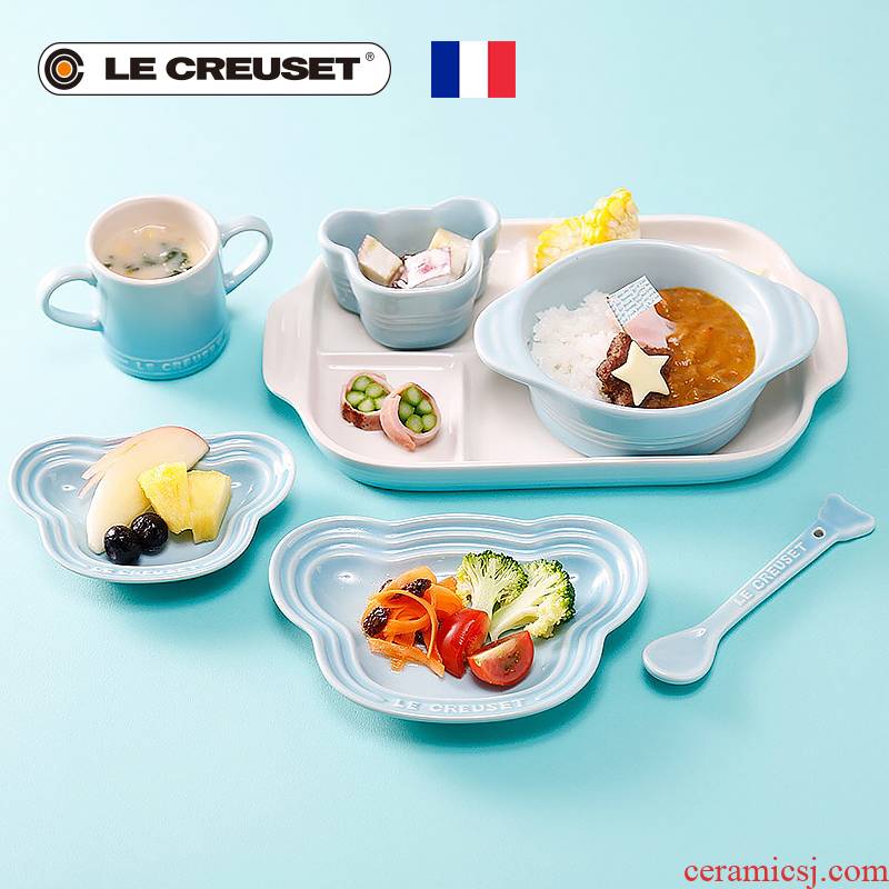 France cool color LE CREUSET stoneware 7 children tableware suit baby son birthday gift the sky blue