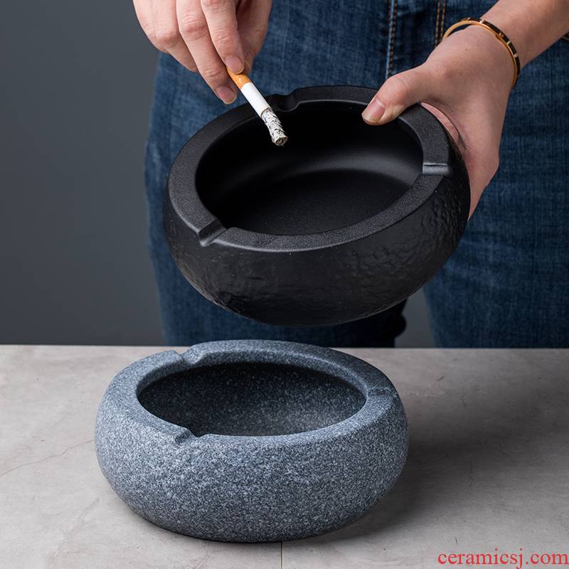European creative black pottery ashtray furnishing articles home sitting room tea table move fashionable ceramic ashtray