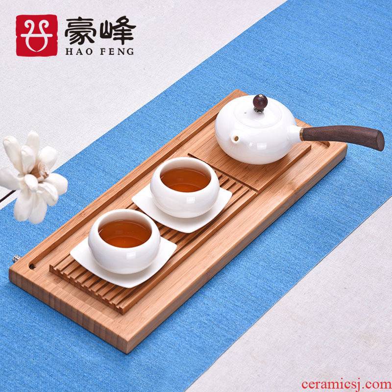 HaoFeng dehua porcelain white porcelain kung fu tea set jade teapot teacup a pot of 2 cup travel office gift box