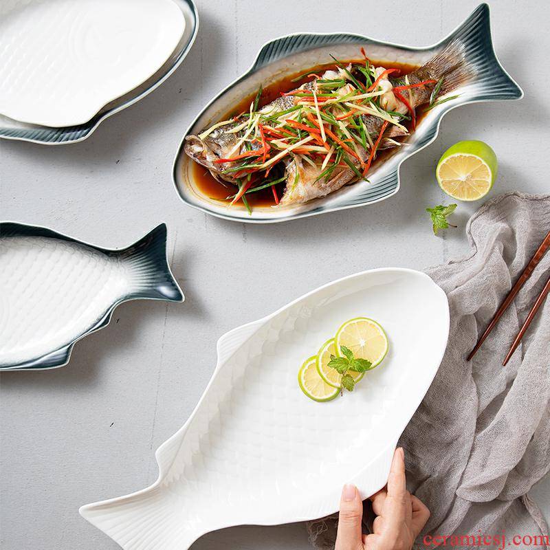Eat fish dish dish dish dish ceramic household new large ltd. creative move restaurant web celebrity steamed fish dish