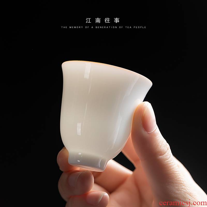 Jiangnan past small ceramic cups white porcelain sample tea cup kungfu single cup bowl with small single tea tea set, cup