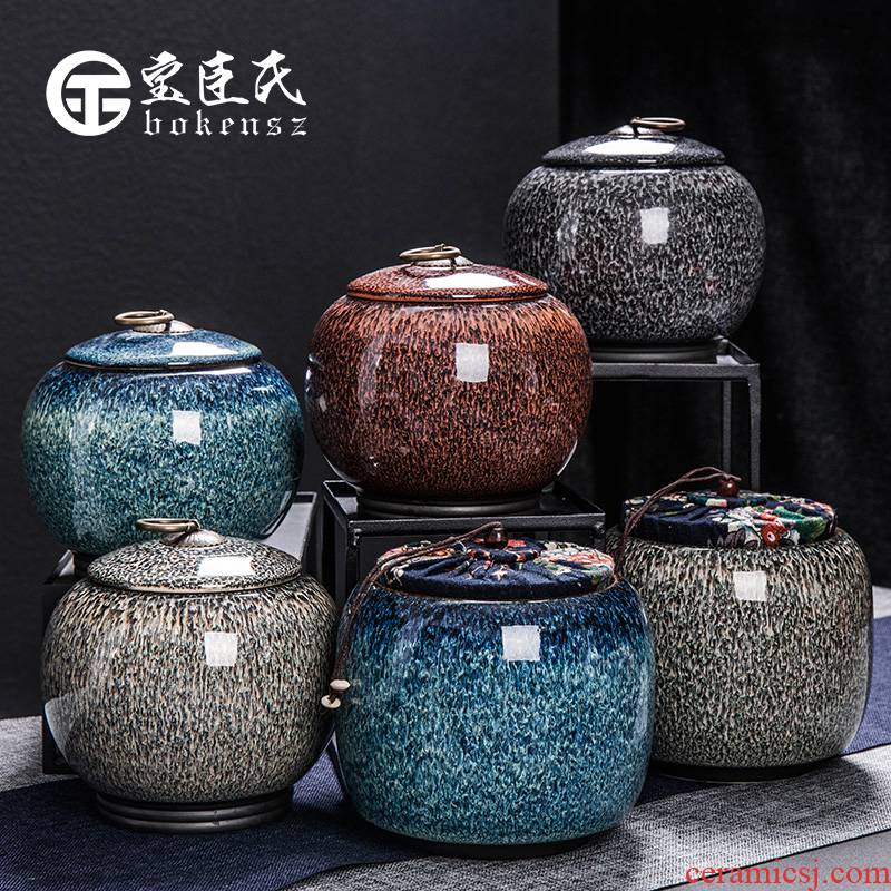 Receives caddy fixings ceramic seal pot small household portable storage medium storage tank Receives the tea box