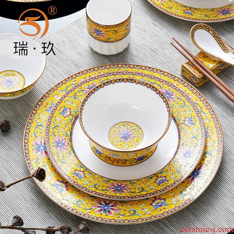Colored enamel palace restoring ancient ways villa hotel pendulum PCS/sets of cutlery set ipads porcelain ceramic dishes food tableware