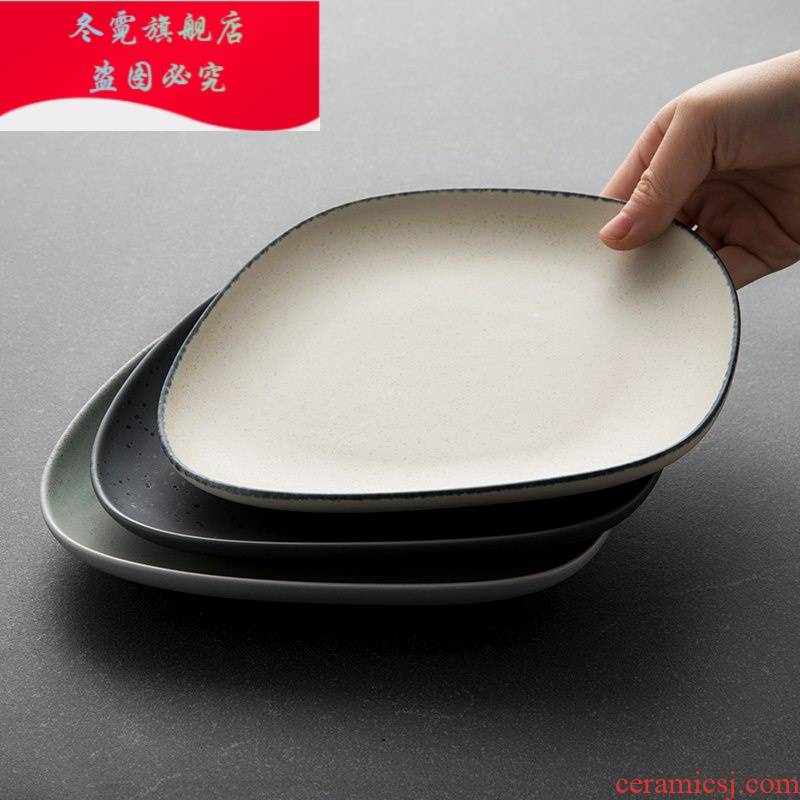 The content of creative ceramic plate Nordic suit steak plate flat contracted household food dish western food plate star stone