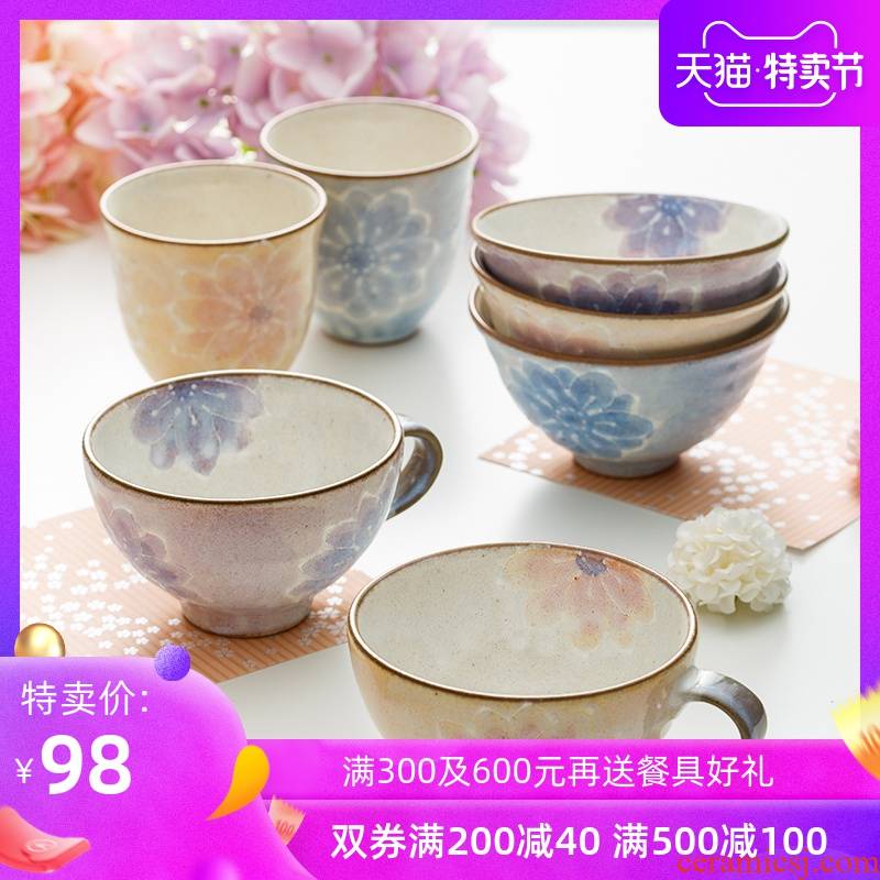 Flower phase nong hand - made ceramic bowl hand the cup home afternoon tea coffee cup Japanese - style tableware imported from Japan