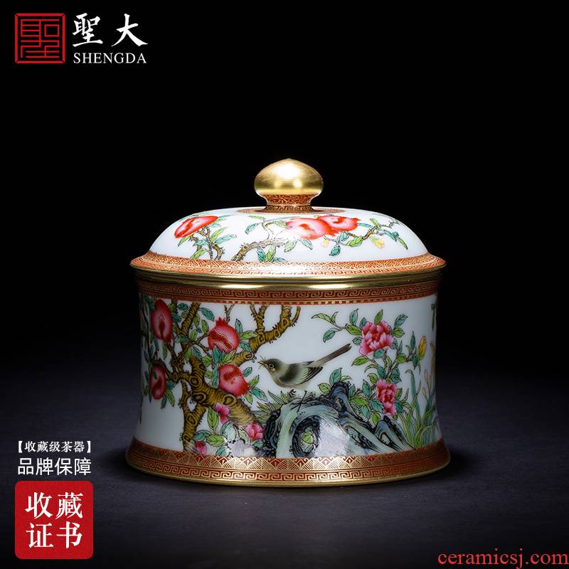 Ceramic tea pot hand - made alum st red paint powder enamel tank receives the manual of jingdezhen tea service