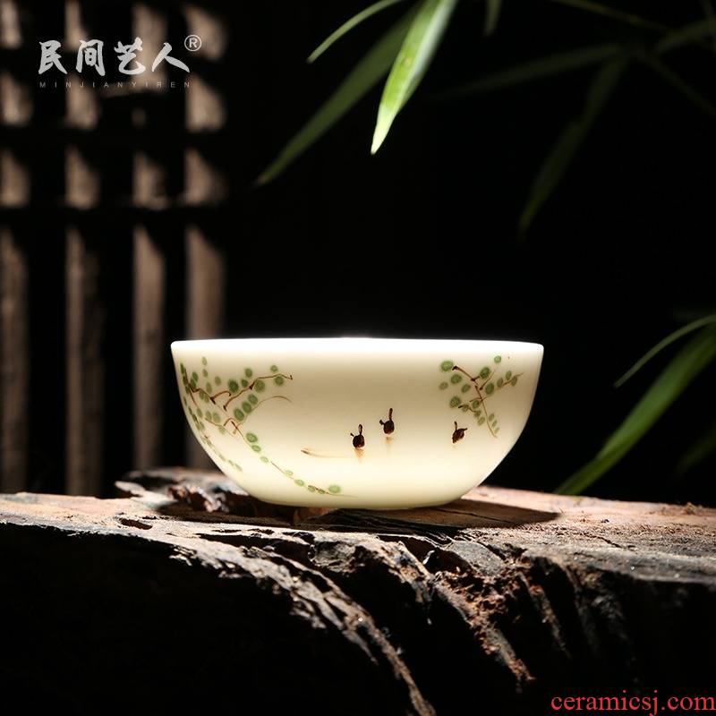 Jingdezhen ceramic tea cup hand - made under the glaze color sample tea cup cup personal cup bowl cups a single master