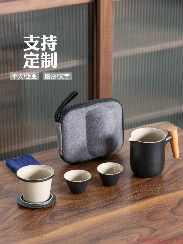 Ceramic pot 2 cups of portable tea sets tea bags is suing the car crack cup travel custom logo