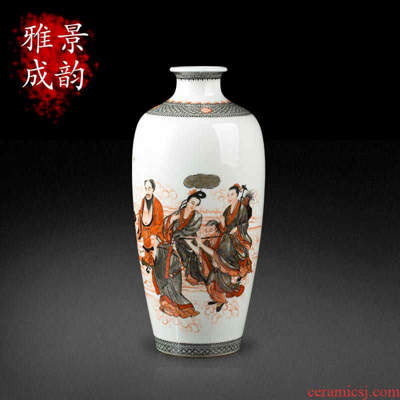 Jingdezhen ceramic hand - made the ensemble of new Chinese style living room TV cabinet porcelain vase furnishing articles at home