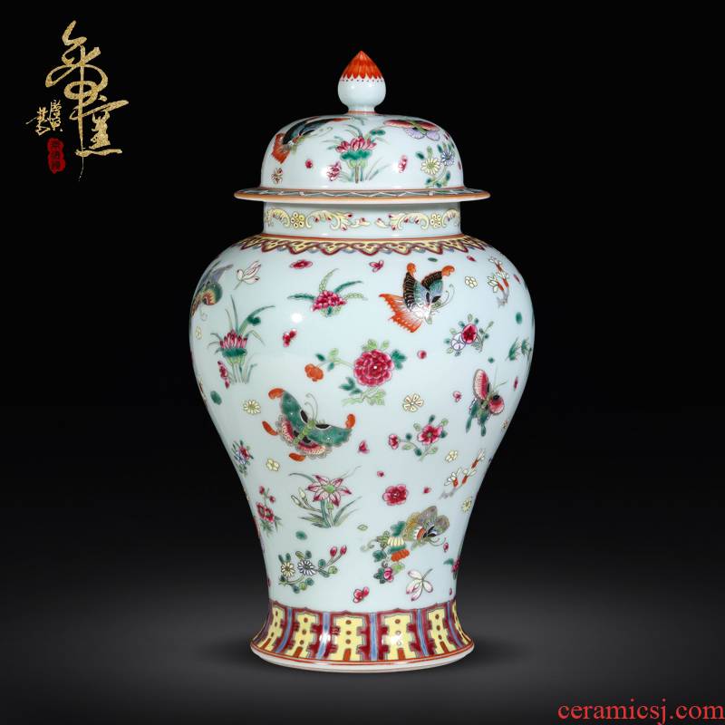 Jingdezhen ceramic antique hand - made general as cans best butterfly tattoo Chinese style living room decoration as storage tank vase furnishing articles