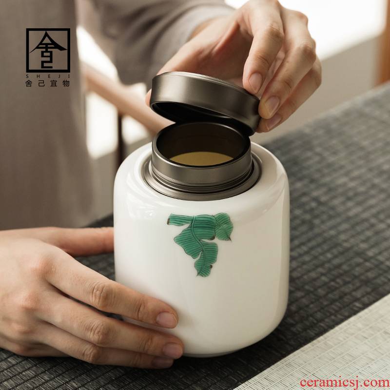 Hand - made ceramic POTS of tea caddy fixings CangXi cover seal tea pot storage tanks, black tea, green tea POTS