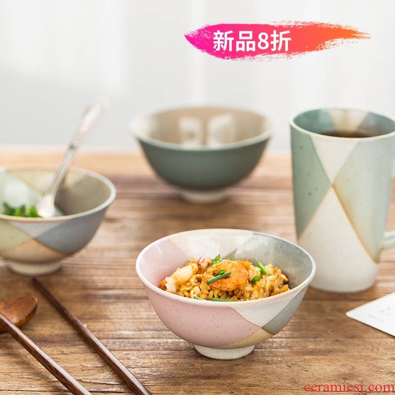 Lototo household ceramics eat rice bowls geometry individuality creative jobs, lovely hot tall bowl glass tableware
