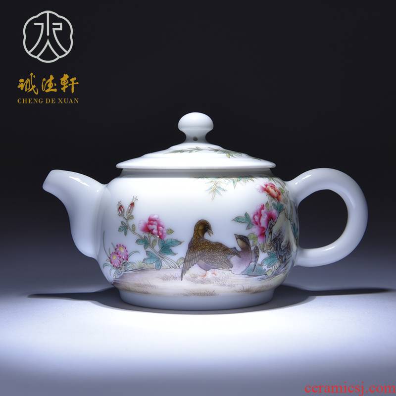 Cheng DE xuan jingdezhen upscale boutique kung fu tea kettle hand - made famille rose 14 live anping the teapot