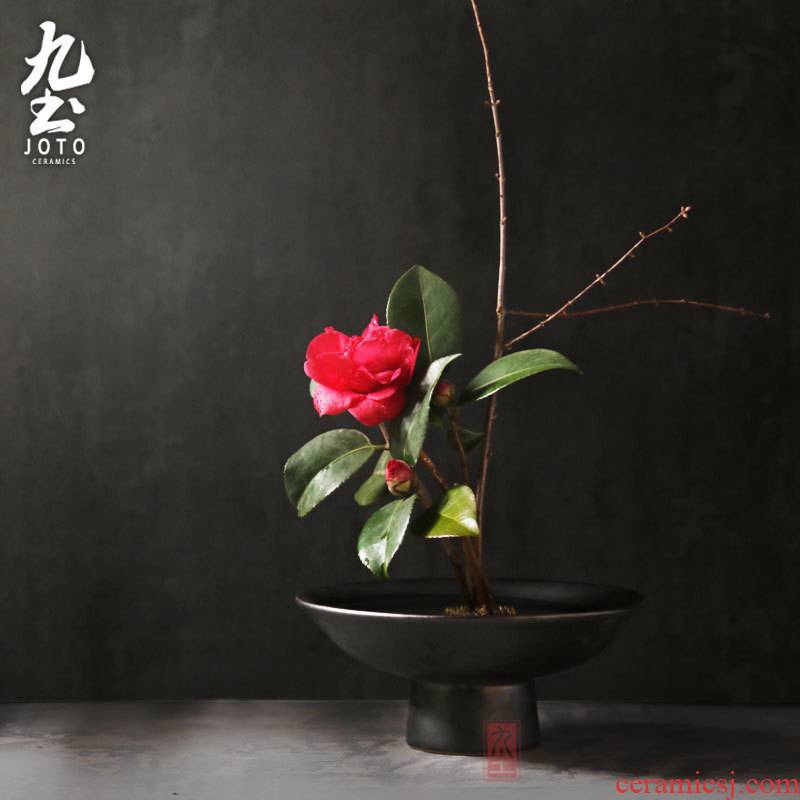 About Nine soil checking pottery zen Chinese style flower implement circular big props tea table inserted with new classical flower POTS, small flow