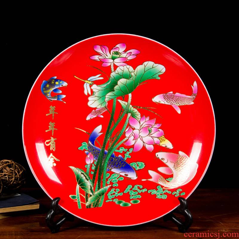 Z039 Chinese jingdezhen ceramics powder enamel hang dish decorative plate of home sitting room adornment is placed more every year