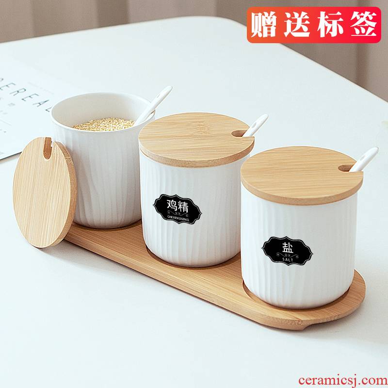 Japanese ceramics seasoning household kitchen condiment pot seasoning box of caster condiments pot seasoning salt shaker