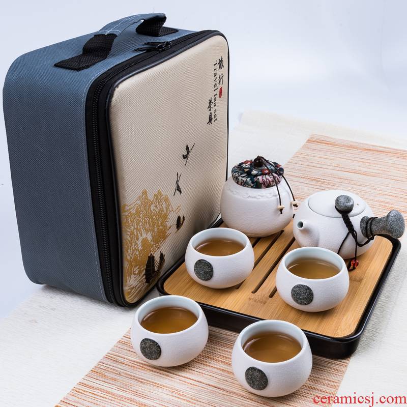 Travel tea sets portable crack cup home a pot of kung fu 2 two cups of ceramic teapot outdoors Travel bag