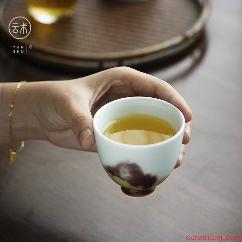 Cloud art of jingdezhen up with retro cup sample tea cup a single cup of ceramic tea set master cup kung fu tea cups