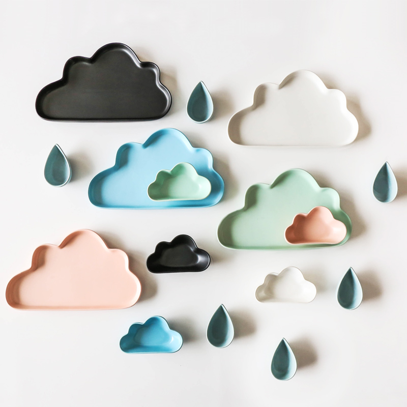 Tinyhome creative cartoon clouds, ceramic disc matte enrolled frosted plate breakfast tray of fruit snacks flavor dish plate