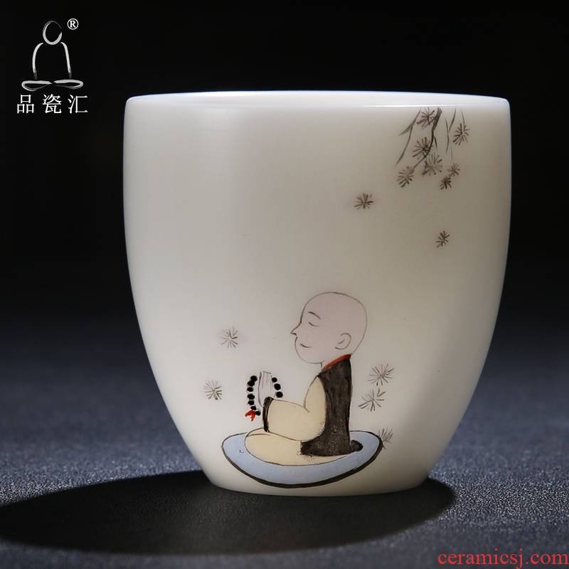 The Product sample tea cup ceramics single white porcelain porcelain remit kunfu tea cup master single CPU hand - made the young monk ceramic tea set