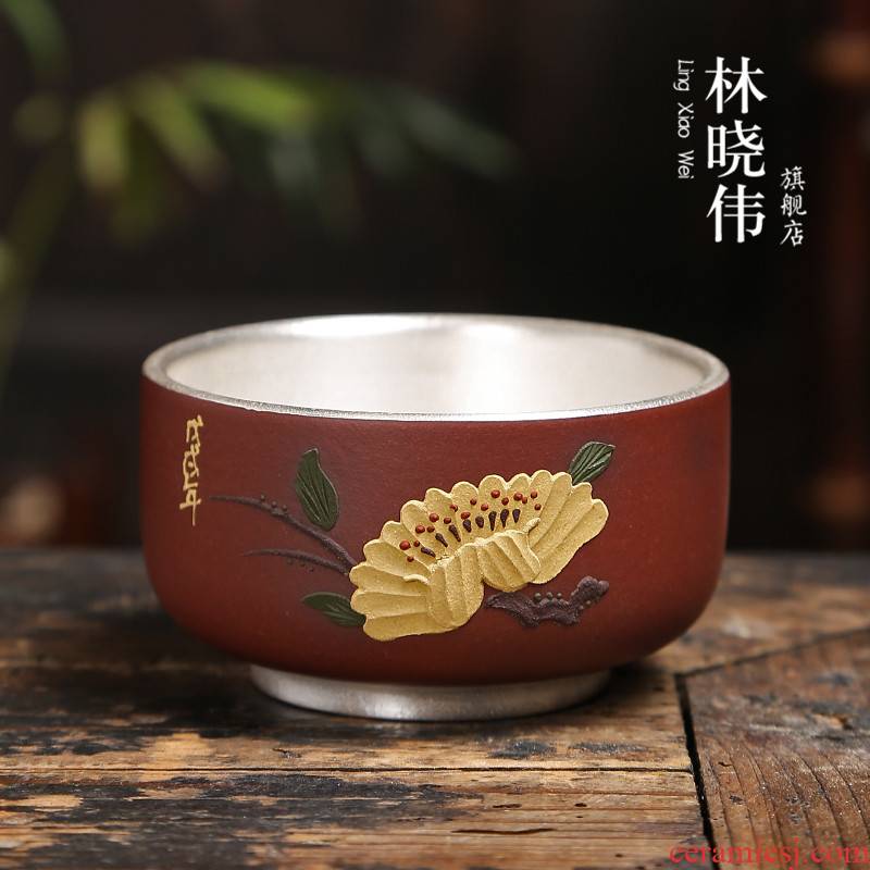 Ceramic cups tasted silver gilding individual cup of violet arenaceous master cup kung fu tea set sample tea cup single cup tea bowl